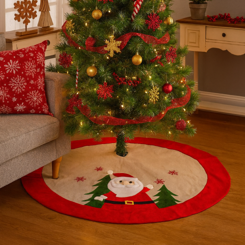 Pie de Árbol Navideño Santa Rojo