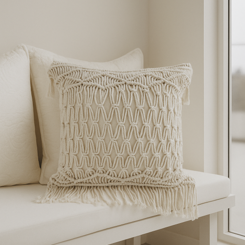 FUNDA DE COJIN MACRAME BOHEMIA
