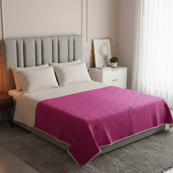 Colcha fiore fucsia - beige