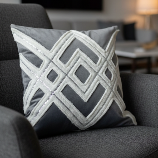 Funda de Cojin Tango Gris con Blanco