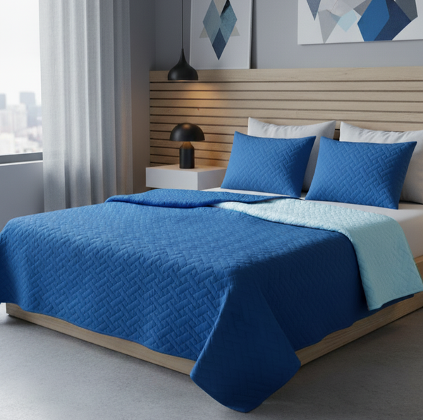 Colcha fiore azul rey- azul claro