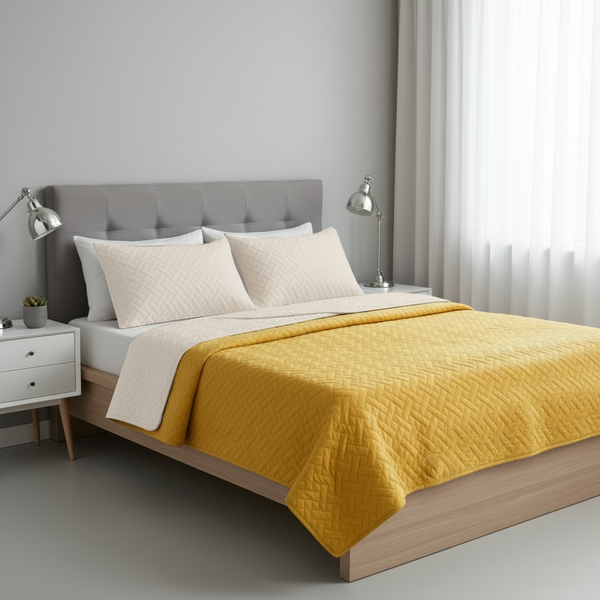 Colcha fiore mostaza - beige