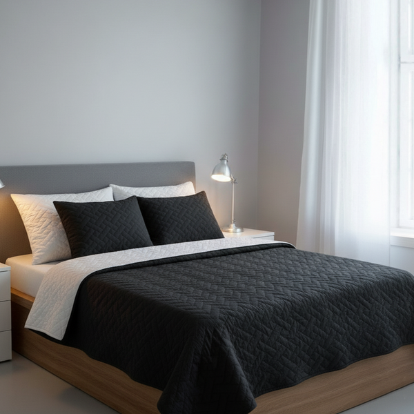 Colcha fiore blanco- negro