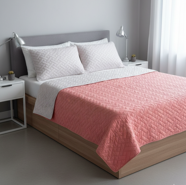 Colcha fiore guayaba-beige