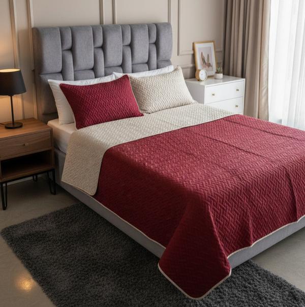 Colcha fiore vinotinto-beige