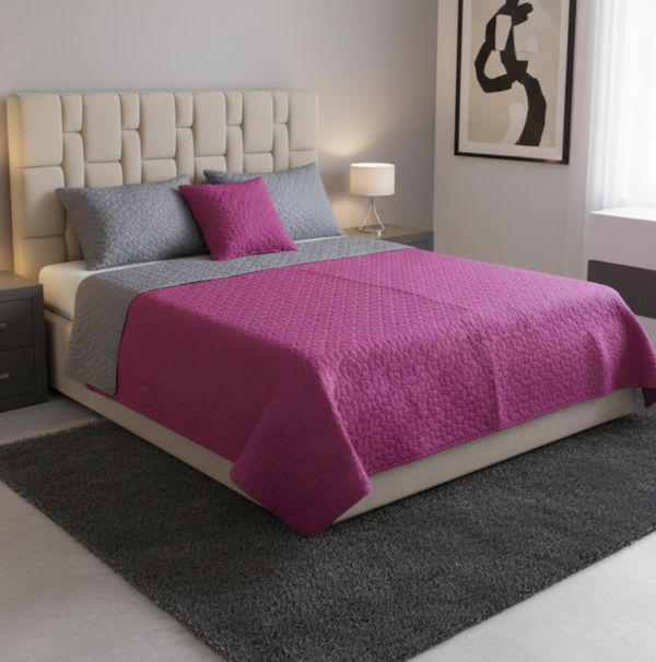 Colcha fiore fucsia-gris