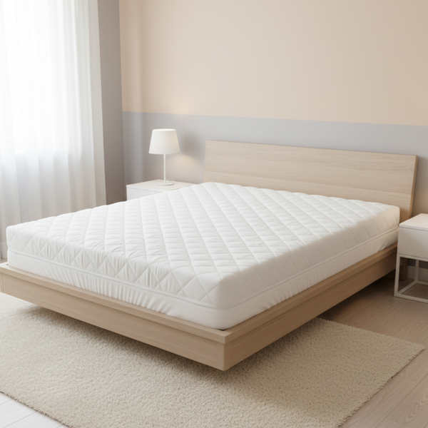 Protector colchón tela cierre blanco