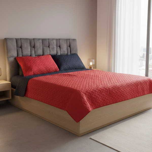 Colcha fiore rojo - negro