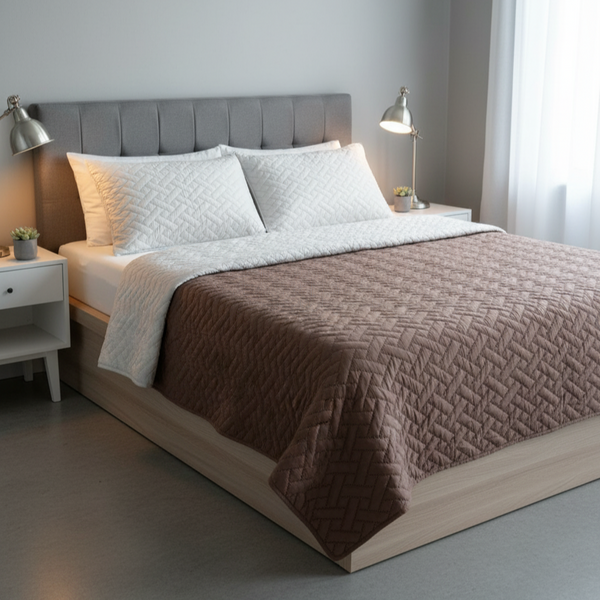 Colcha fiore café - beige