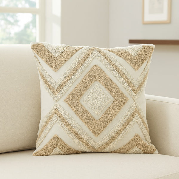 Funda Cojín Rombos Beige Camel